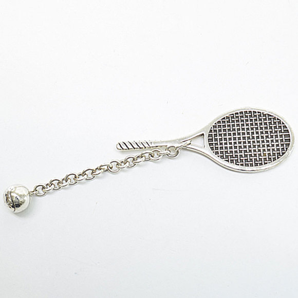 Tiffany & Co. Charm tennis racket ball silver Ag925 key ring ladies men - Picture 2 of 5